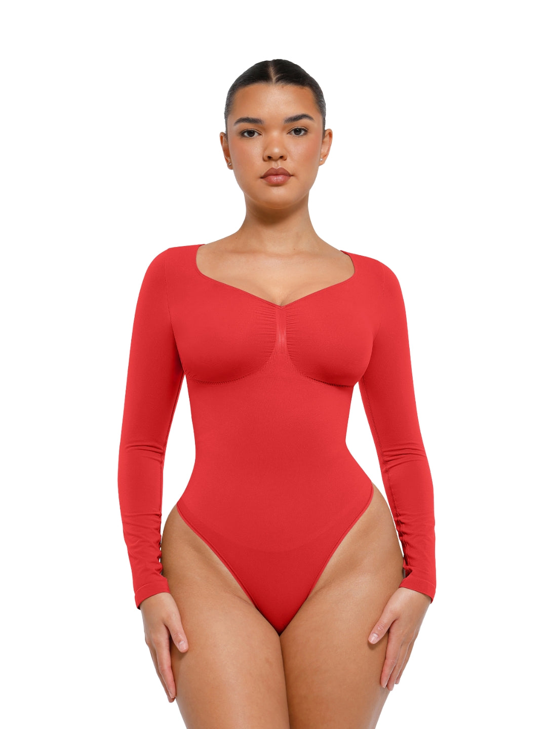Long Sleeve Ruched Bodysuit - HeyShape