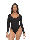 Hollow Scoop Neck Thong Bodysuit
