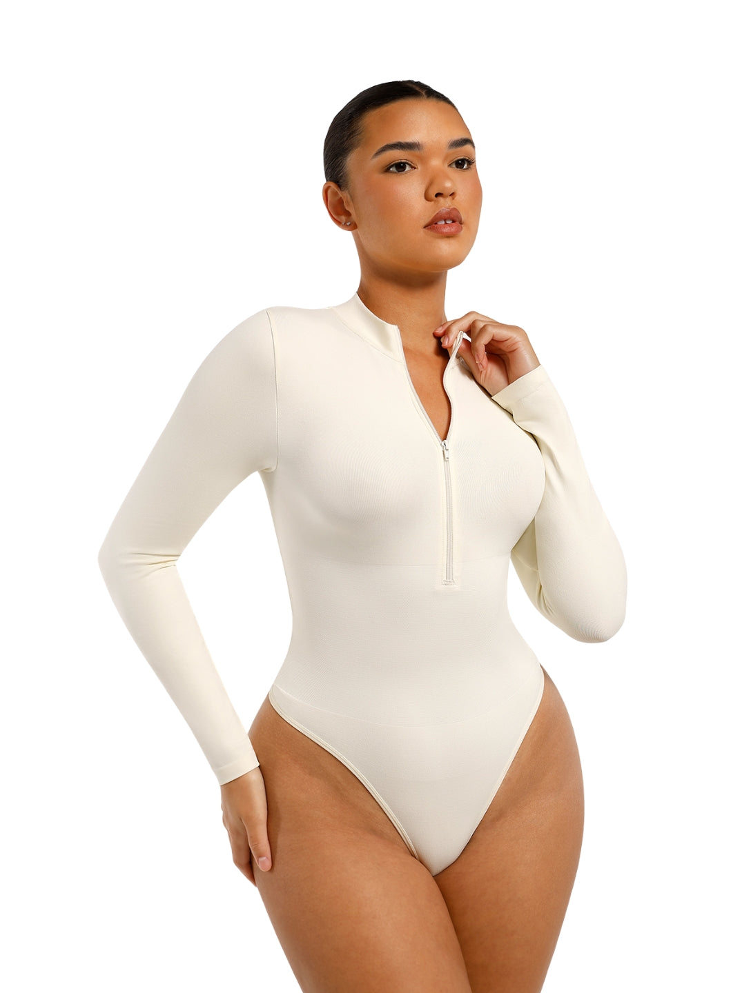 The Deep V Zip Bodysuit - HeyShape