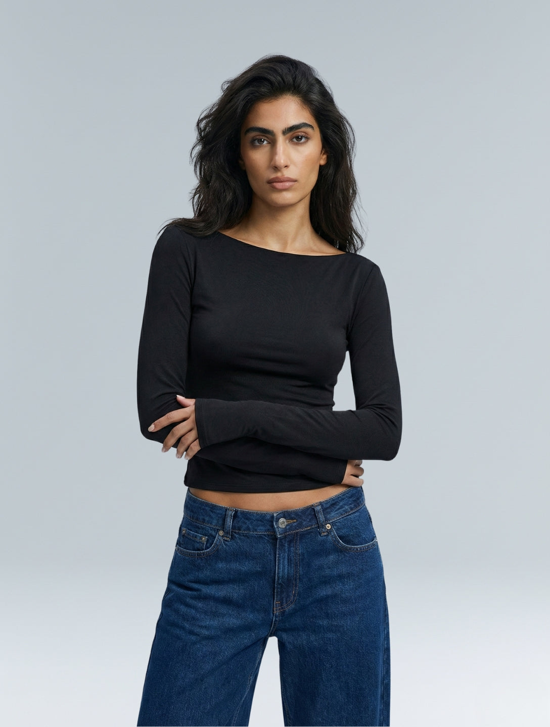 Boat Neck Long Sleeve Top - HeyShape