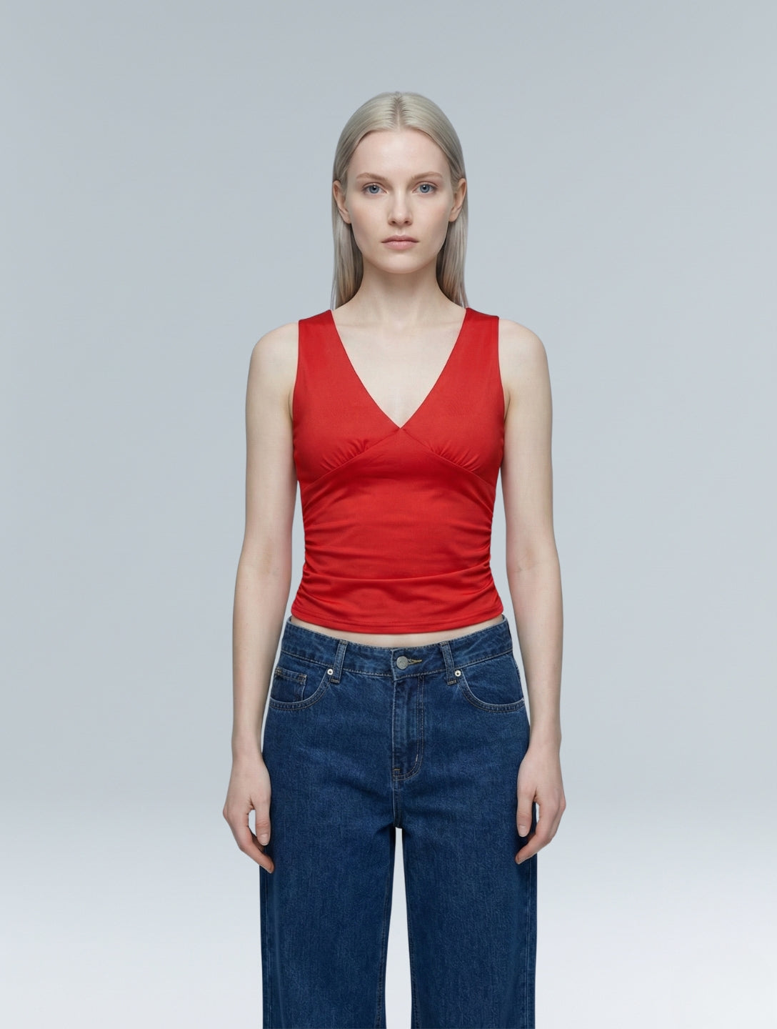 V-Neck Ruched Top - HeyShape