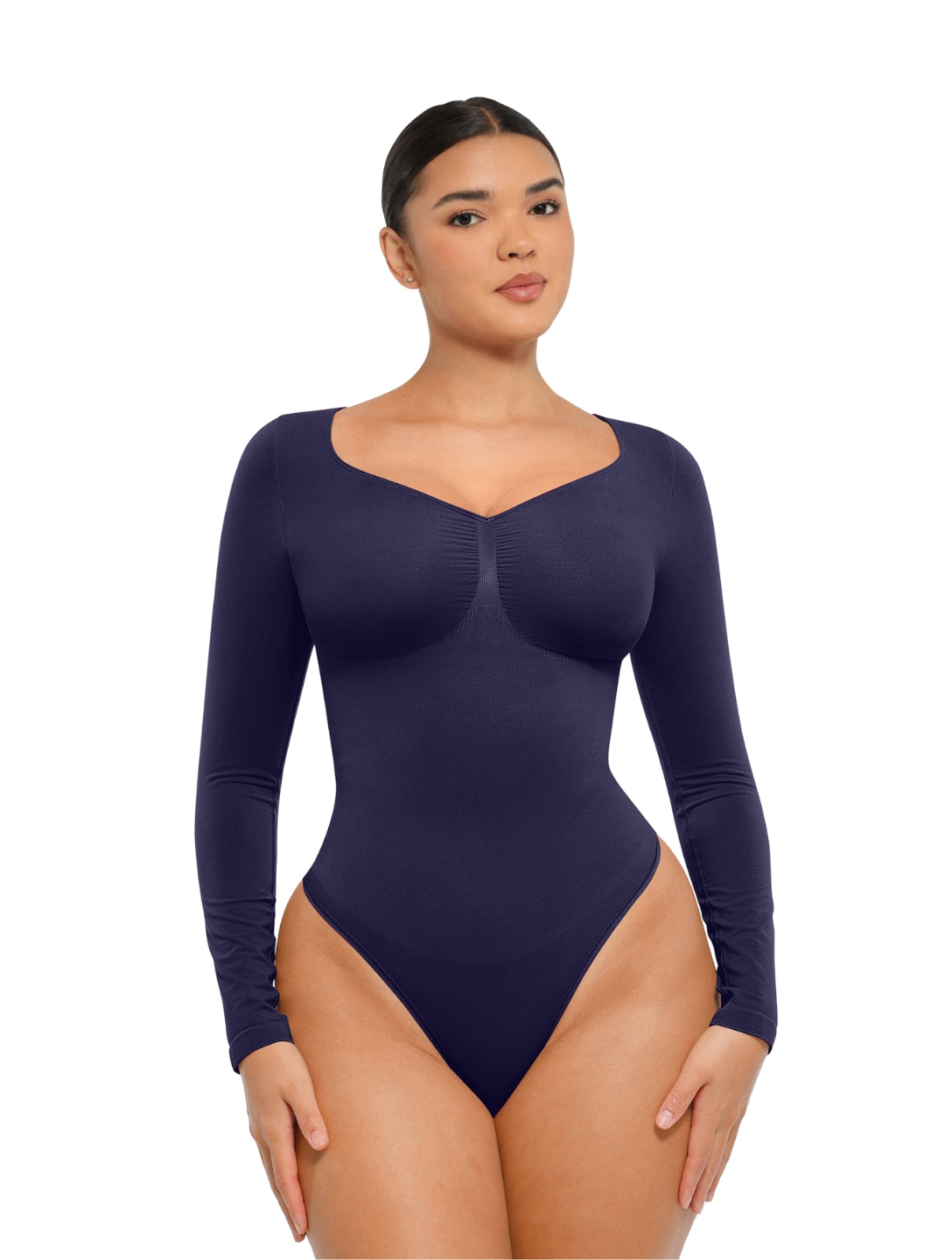 Long Sleeve Ruched Bodysuit - HeyShape