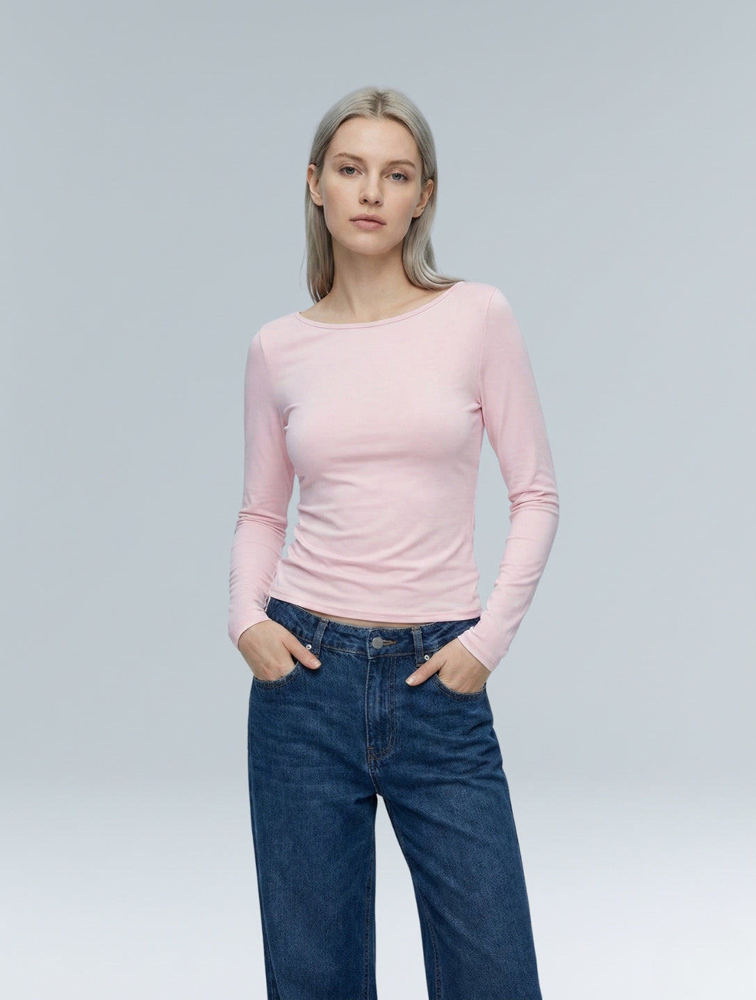 Boat Neck Long Sleeve Top - HeyShape