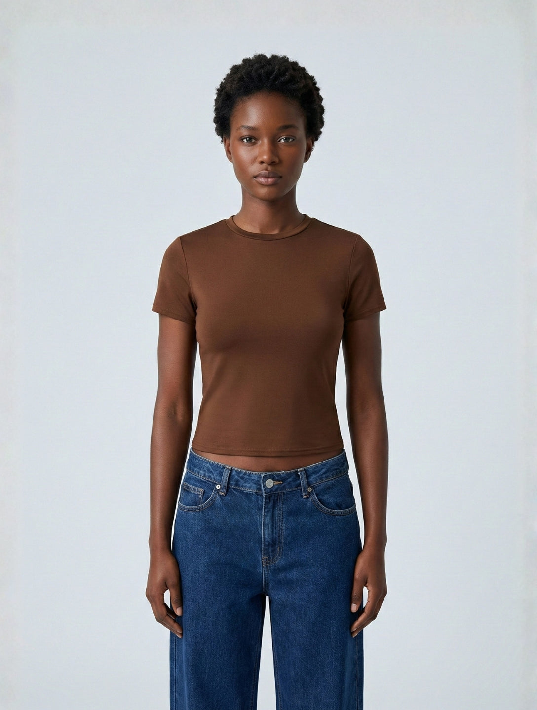 Short Sleeve Crew Neck Top - HeyShape