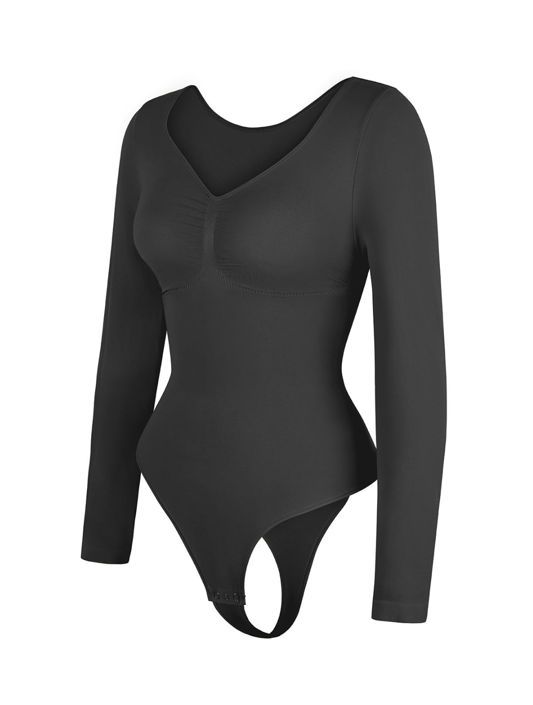 Long Sleeve Ruched Bodysuit - HeyShape
