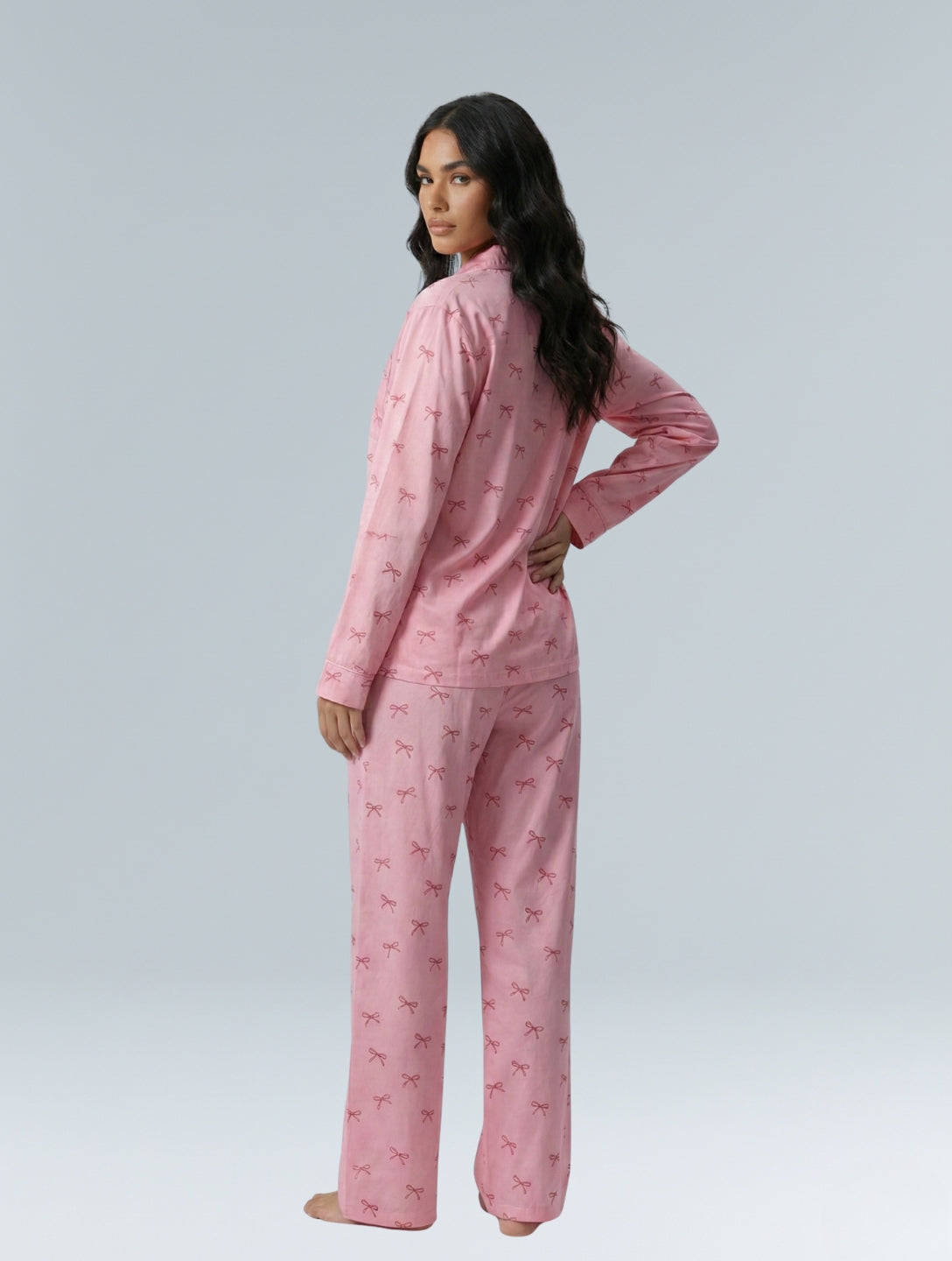 Pink Cotton Bow Pajama Set