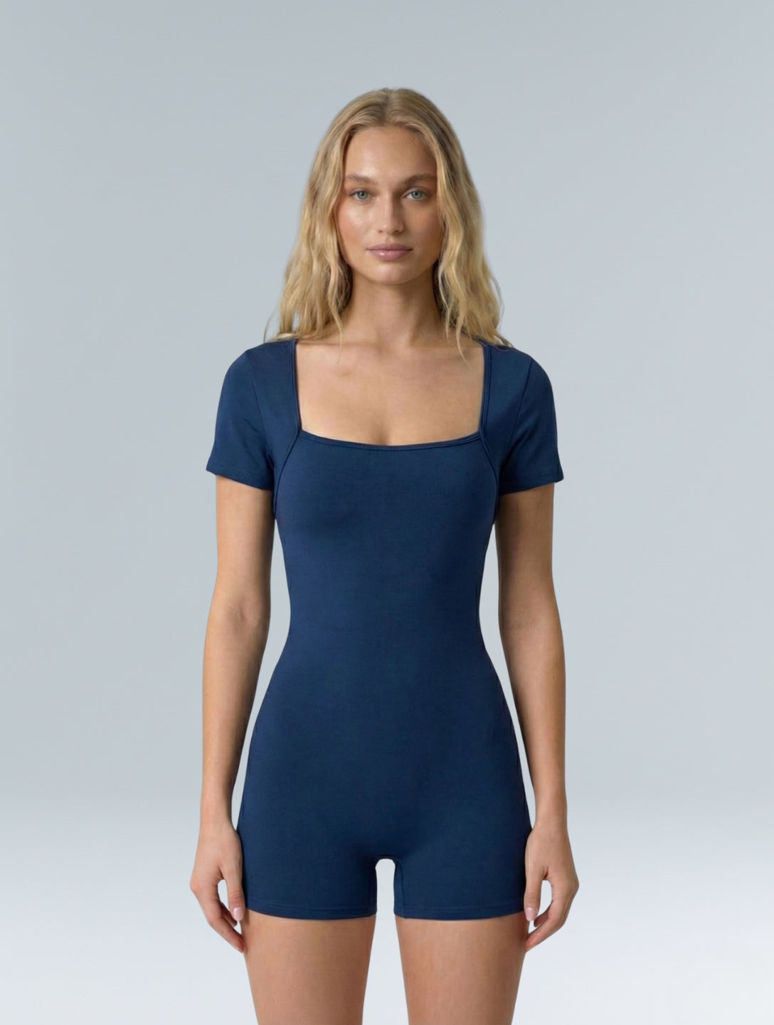 Square Neck Short Sleeve Jumpsuit - HeyShape