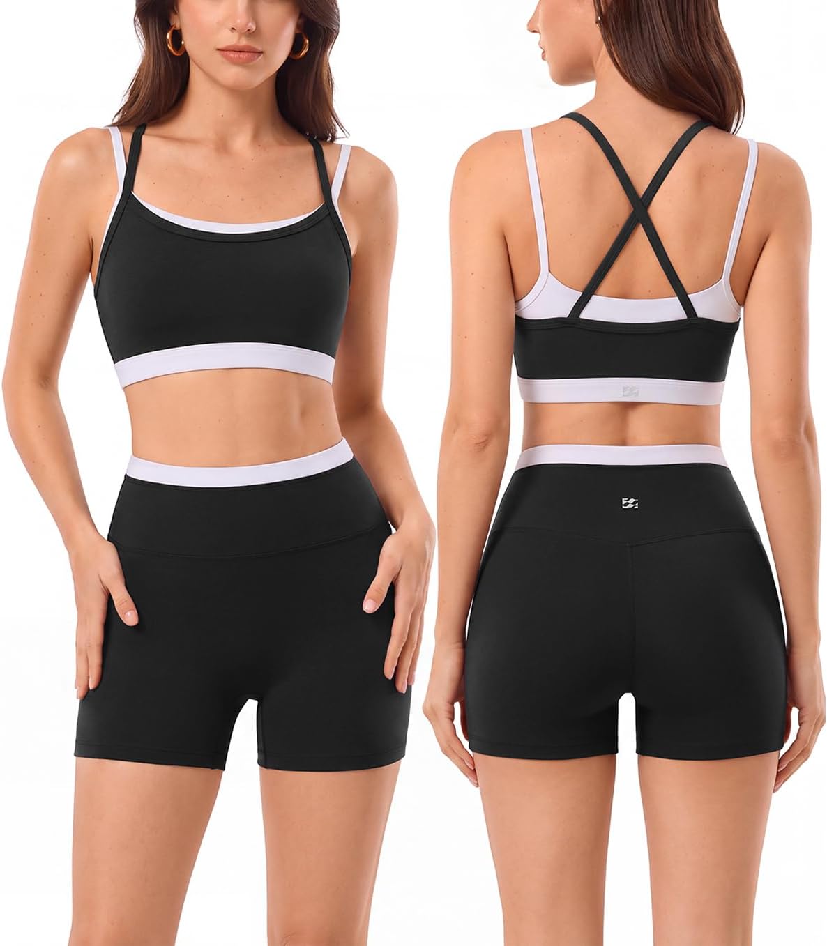 Leggings sin costuras de cintura alta y sujetador deportivo de doble capa