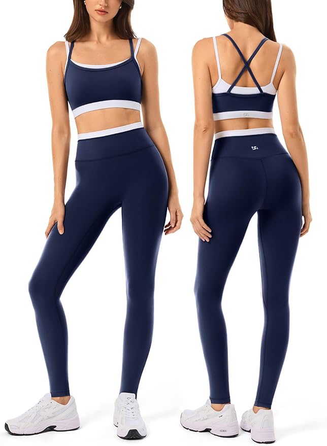 Leggings sin costuras de cintura alta y sujetador deportivo de doble capa
