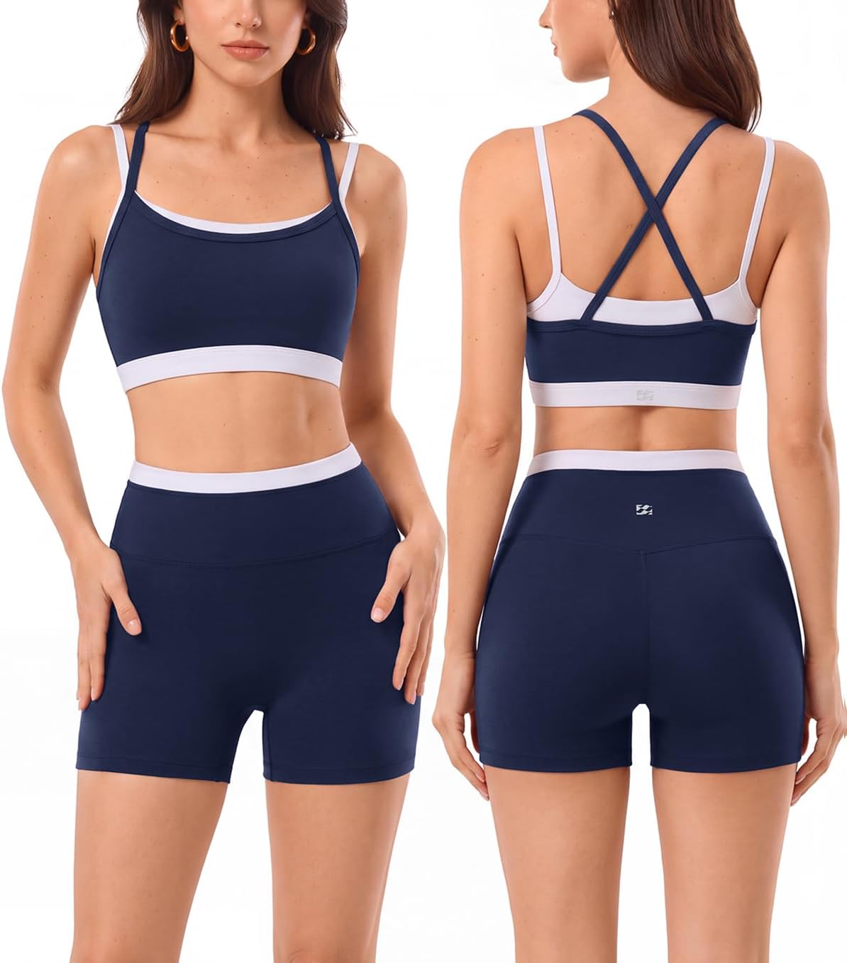 Leggings sin costuras de cintura alta y sujetador deportivo de doble capa