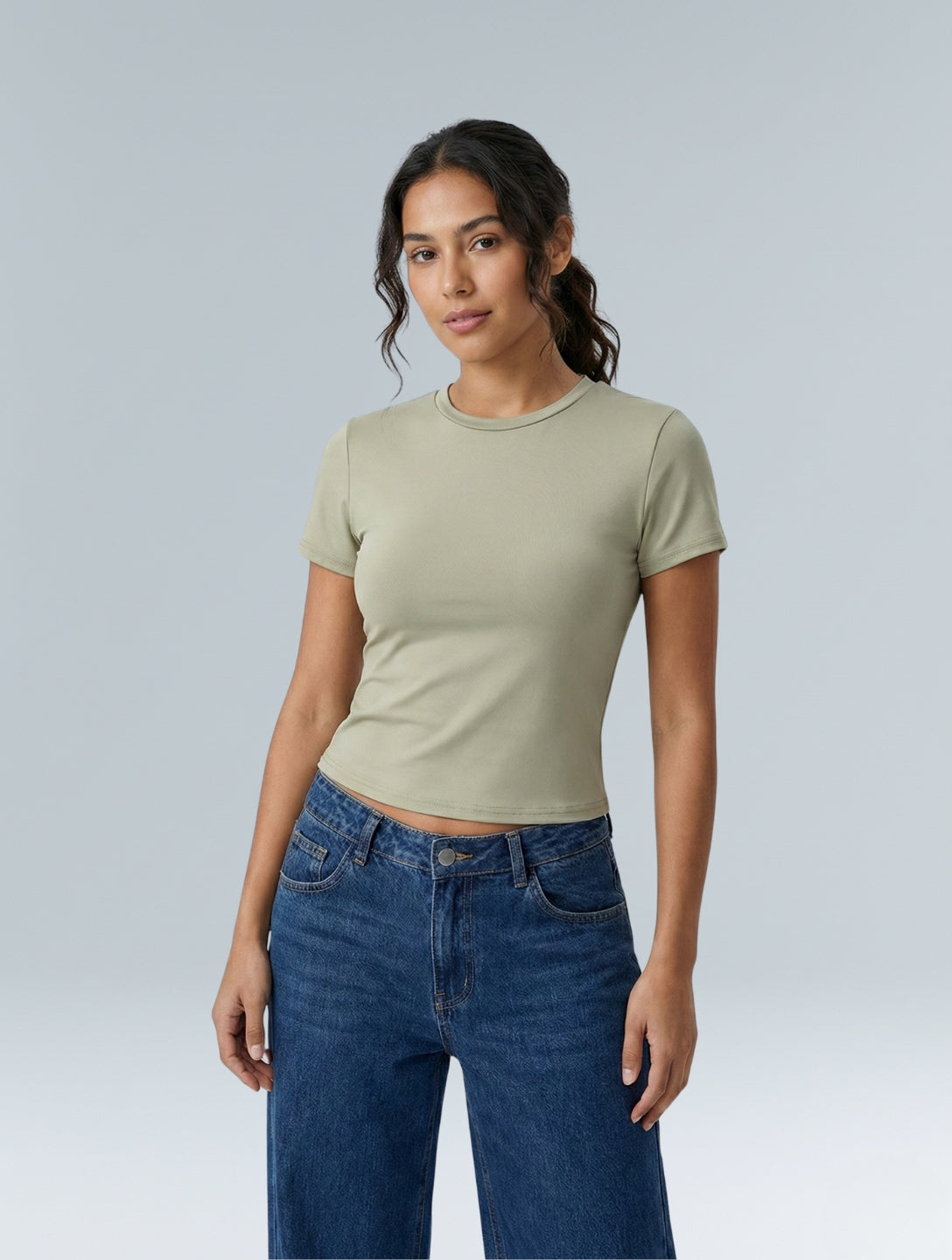 Short Sleeve Crew Neck Top - HeyShape