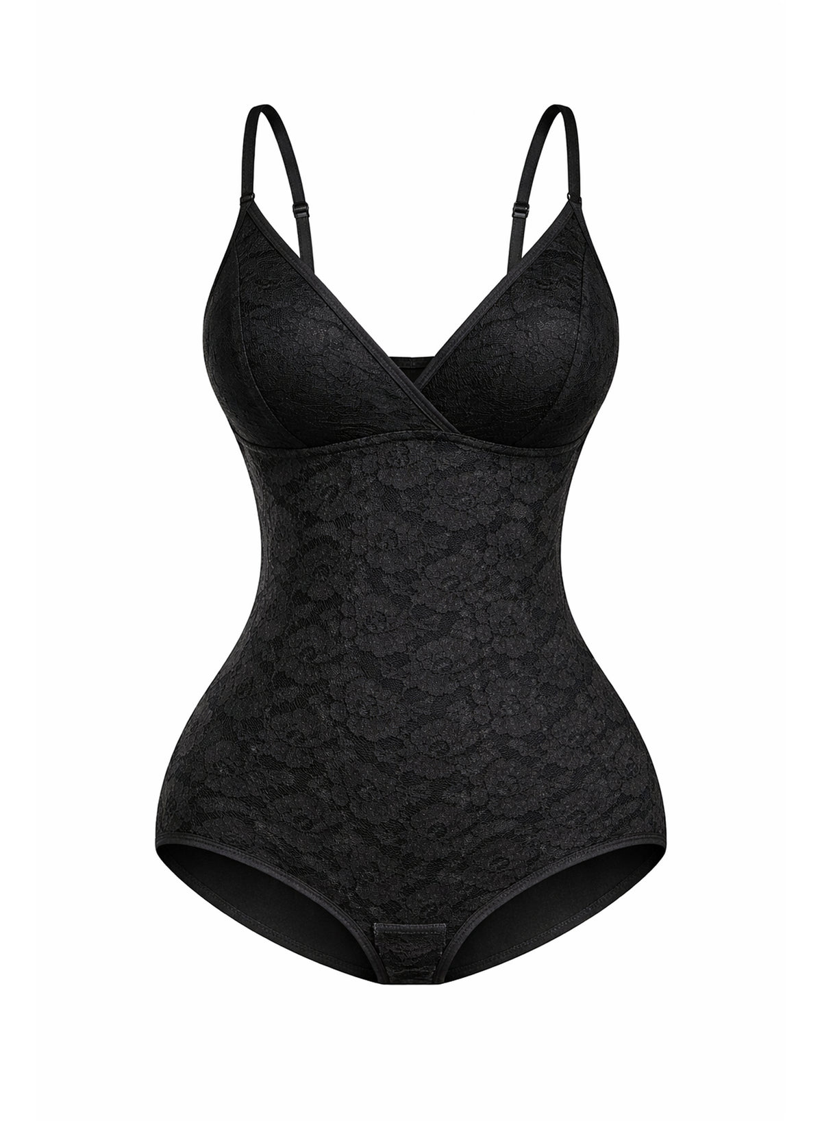 Sheer Laced V-neck Bodysuit - HeyShape