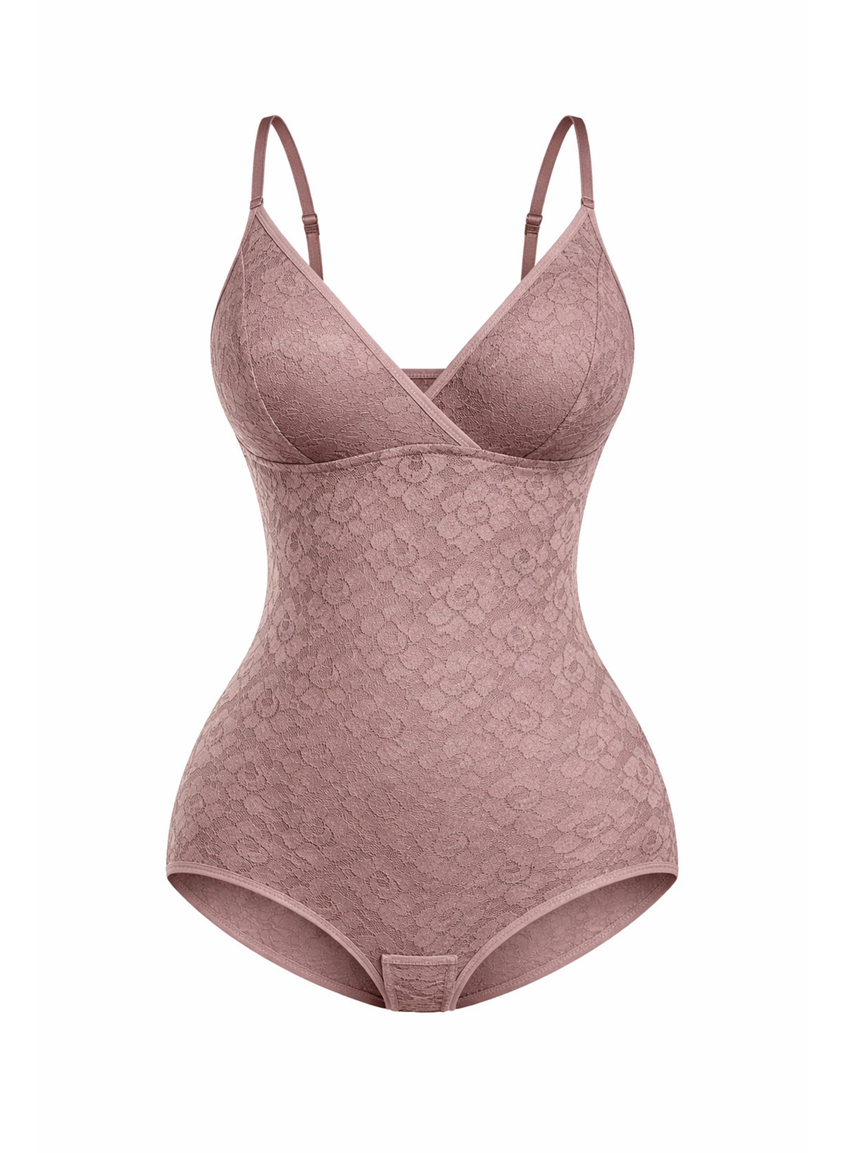 Sheer Laced V-neck Bodysuit - HeyShape