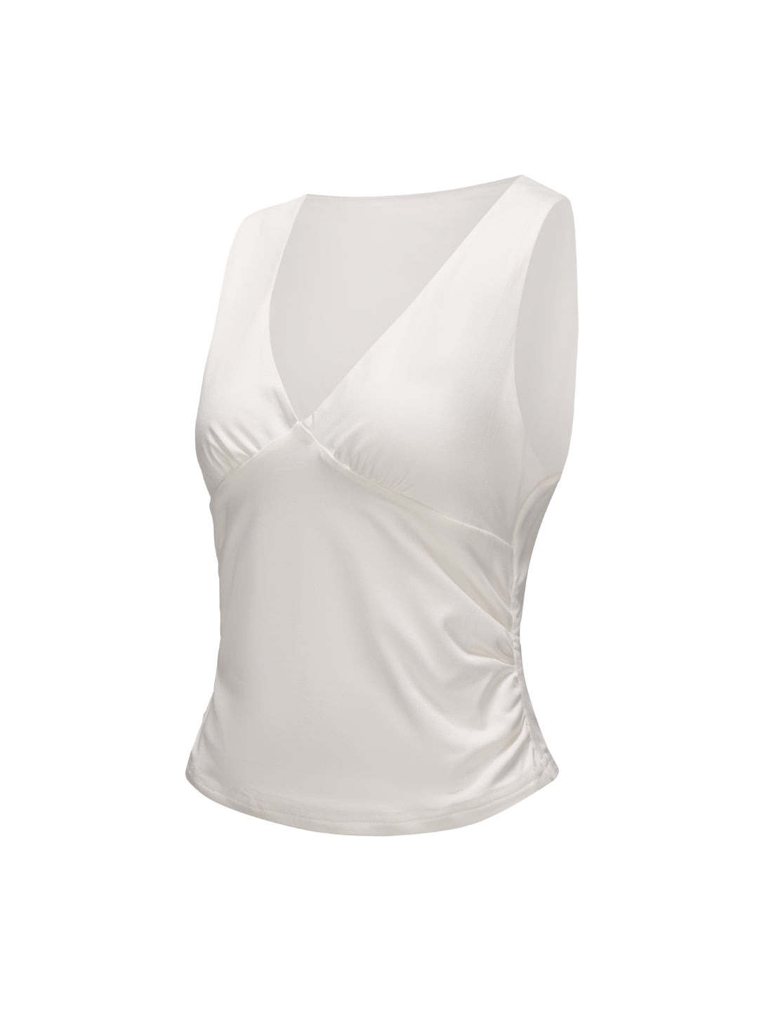 Top fruncido con escote en V