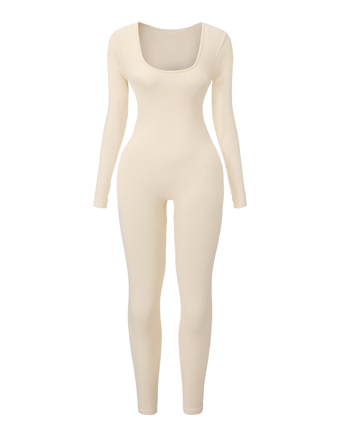 Ribbed Square Neck Jumpsuit - HeyShape