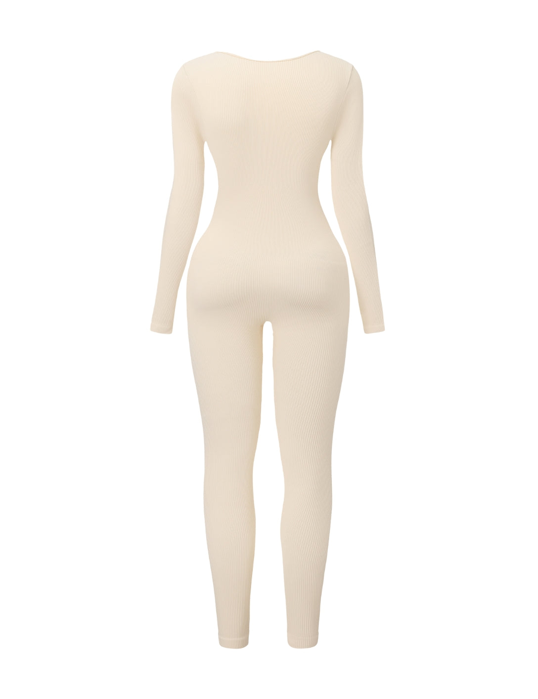 Ribbed Square Neck Jumpsuit - HeyShape