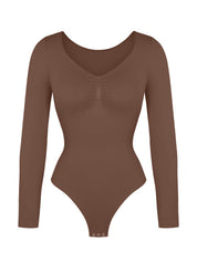 Long Sleeve Ruched Bodysuit - HeyShape
