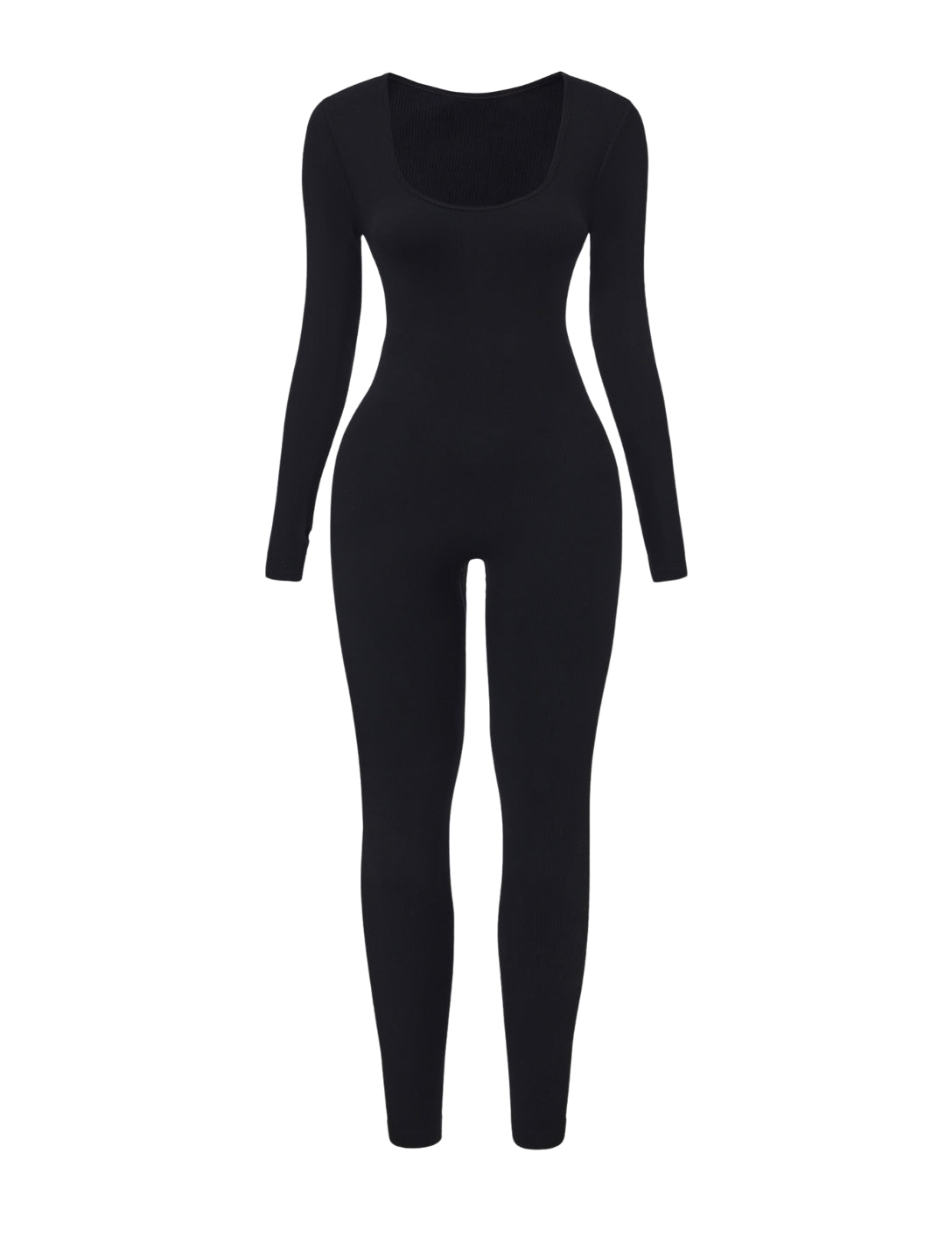 Ribbed Square Neck Jumpsuit - HeyShape