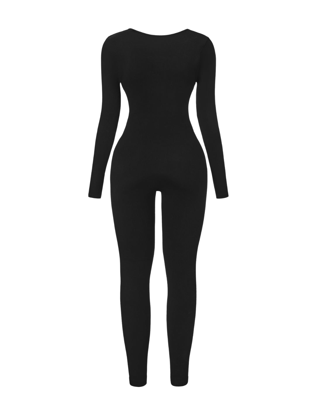 Ribbed Square Neck Jumpsuit - HeyShape