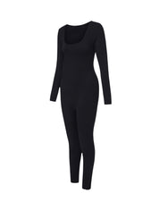 Ribbed Square Neck Jumpsuit - HeyShape