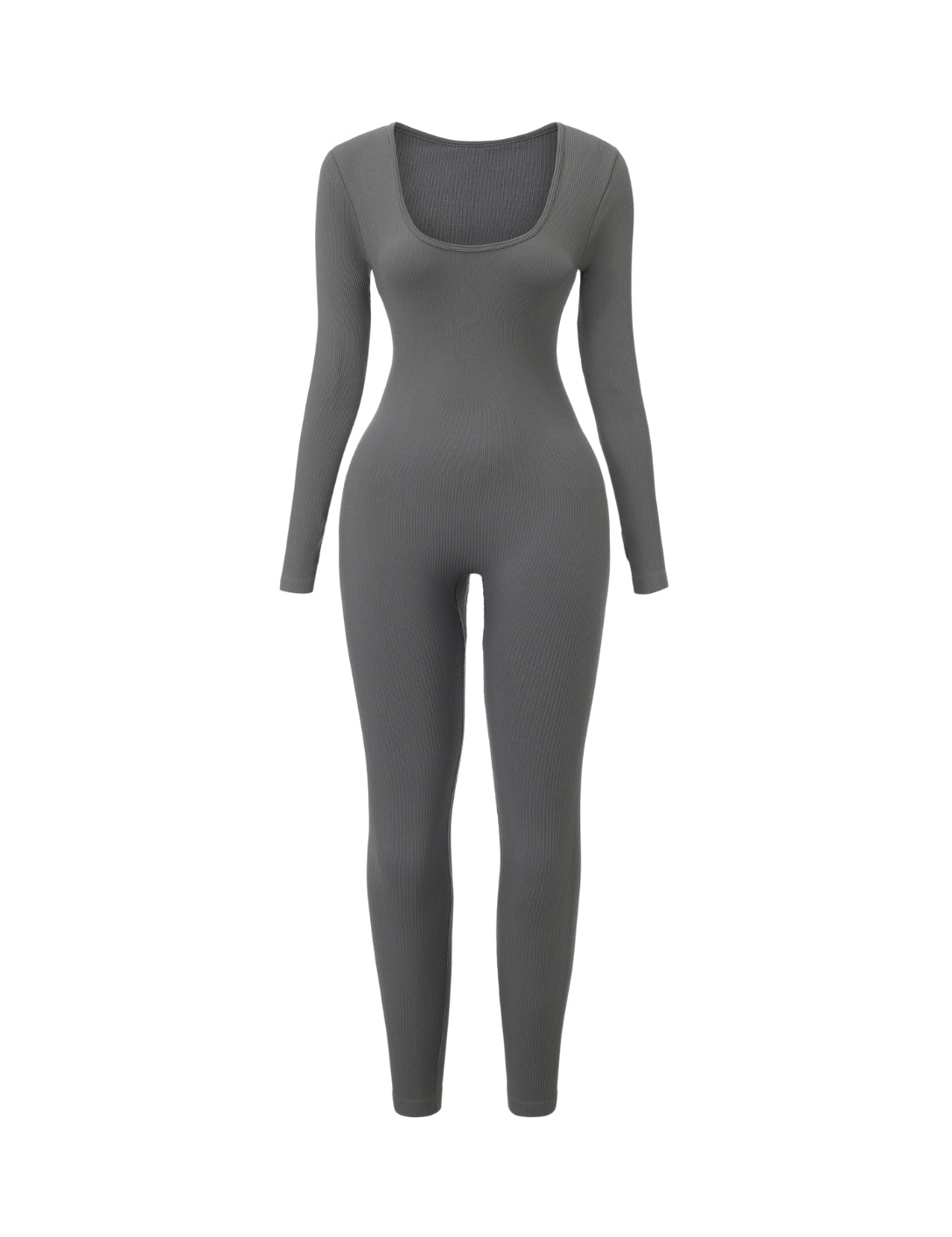 Ribbed Square Neck Jumpsuit - HeyShape