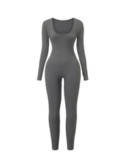 Ribbed Square Neck Jumpsuit - HeyShape