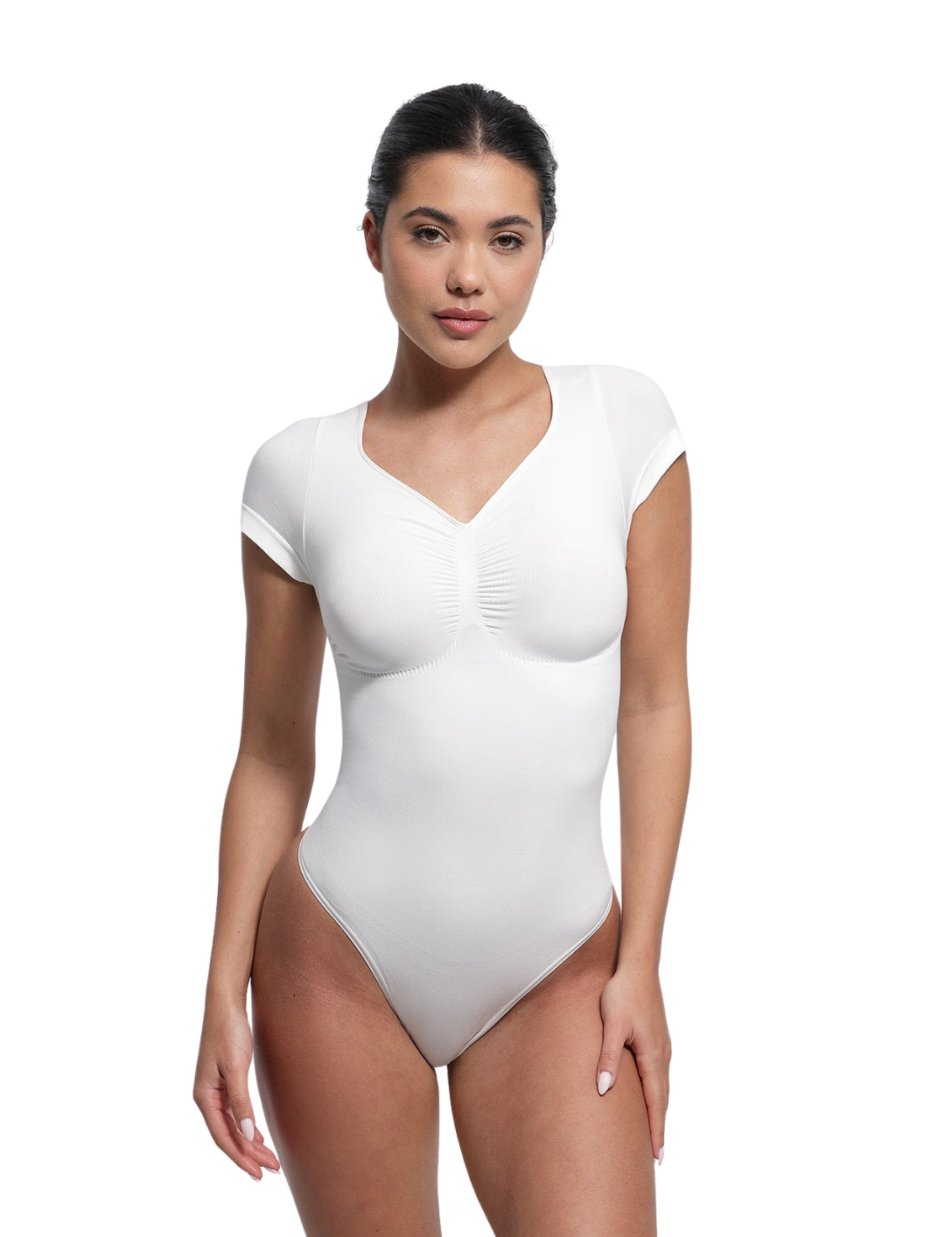 V-Neck Sculpting Tee Bodysuit - HeyShape