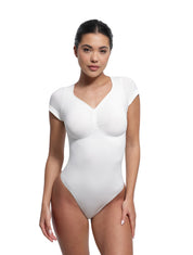 V-Neck Sculpting Tee Bodysuit - HeyShape