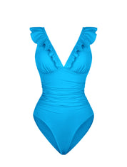 Shapewear Ruffle V-Neck Swimsuit - HeyShape