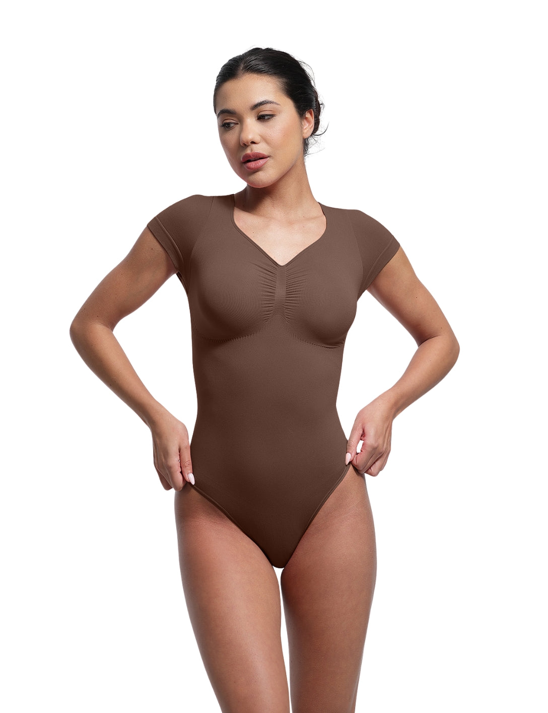 V-Neck Sculpting Tee Bodysuit - HeyShape