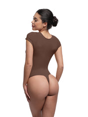 V-Neck Sculpting Tee Bodysuit - HeyShape