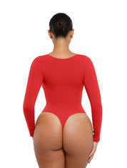 Long Sleeve Ruched Bodysuit - HeyShape
