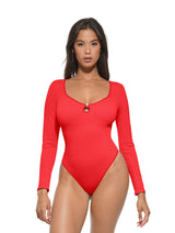 Hollow Scoop Neck Thong Bodysuit