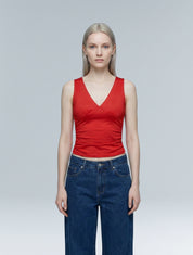 V-Neck Ruched Top - HeyShape