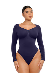 Long Sleeve Ruched Bodysuit - HeyShape