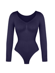 Long Sleeve Ruched Bodysuit - HeyShape