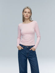 Boat Neck Long Sleeve Top - HeyShape