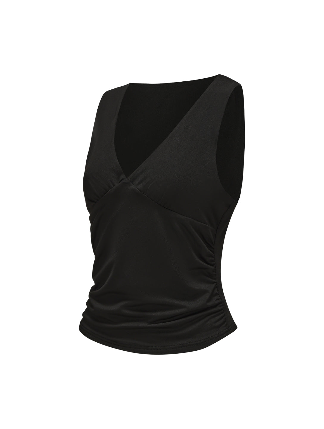 Top fruncido con escote en V