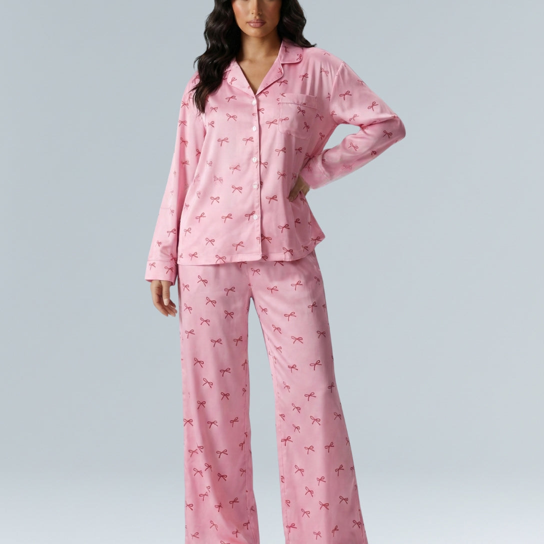 Pink Cotton Bow Pajama Set - HeyShape