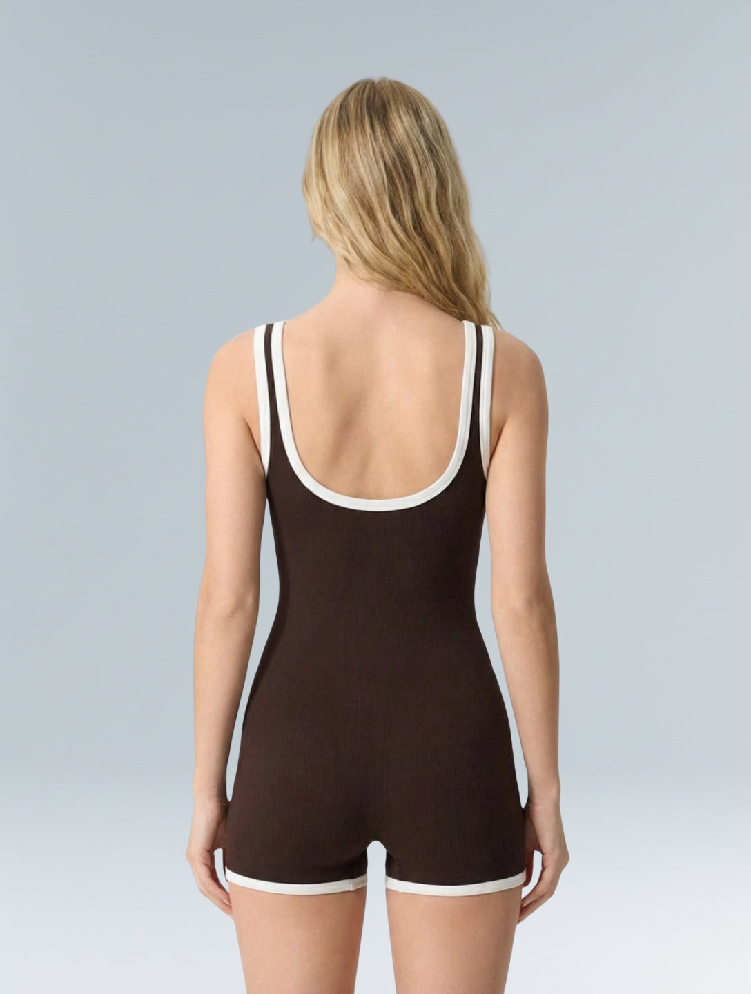 Outlined Ribbed Bodysuit - HeyShape
