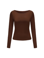 Boat Neck Long Sleeve Top - HeyShape