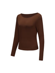 Boat Neck Long Sleeve Top - HeyShape