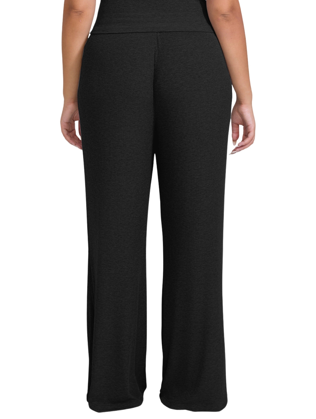 Wide Leg Ribbed Lounge Pants - HeyShape