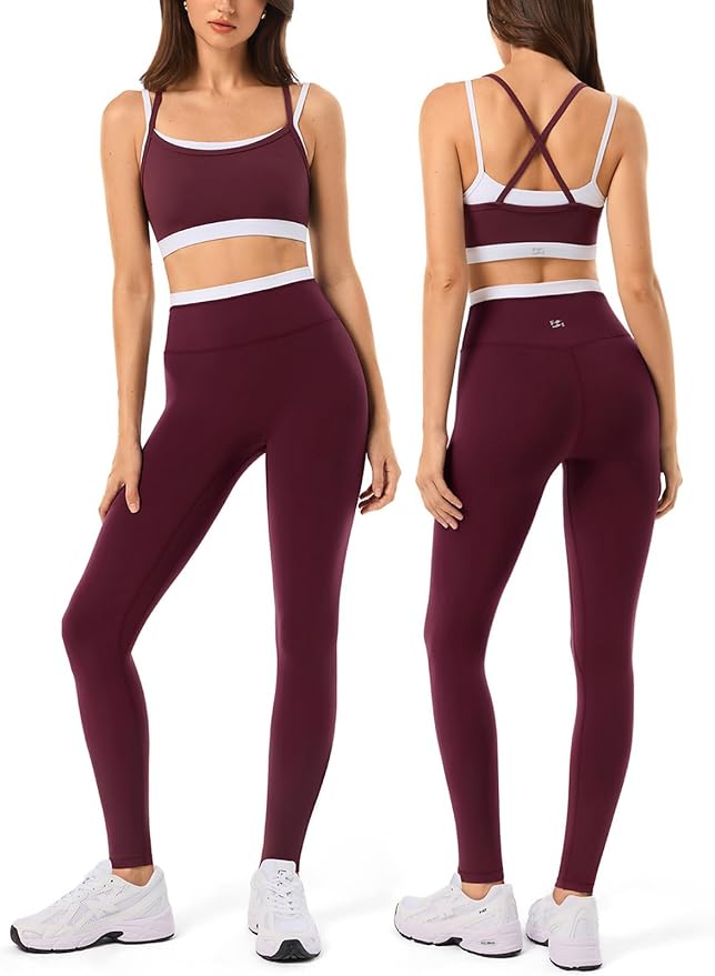 Leggings sin costuras de cintura alta y sujetador deportivo de doble capa