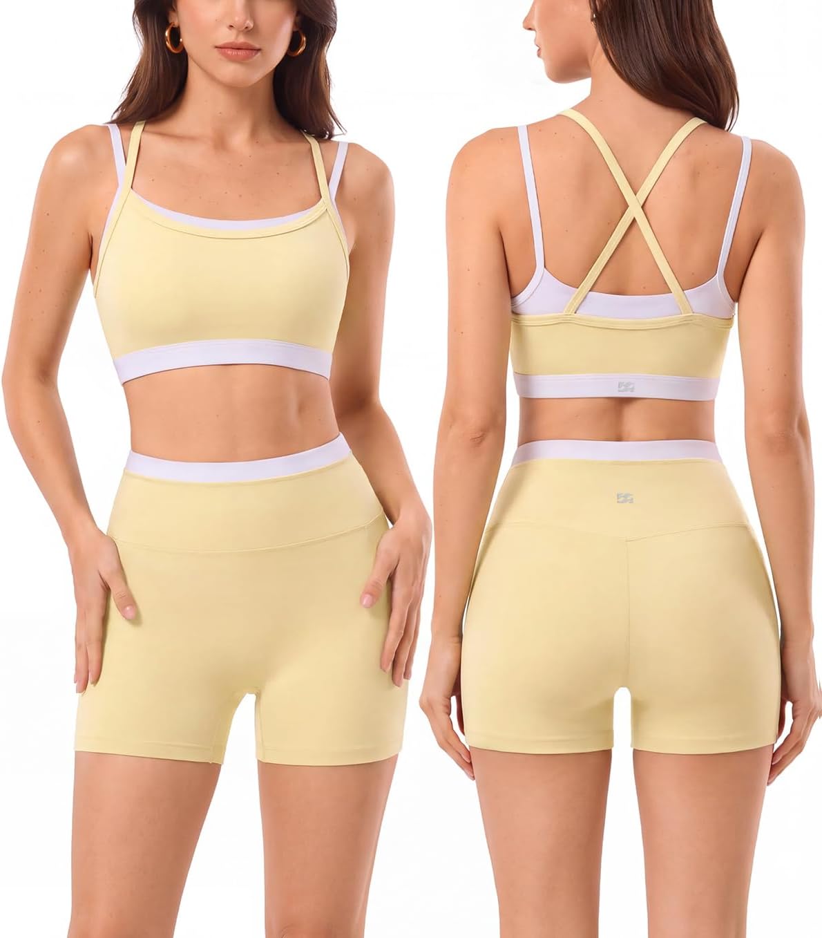 Leggings sin costuras de cintura alta y sujetador deportivo de doble capa