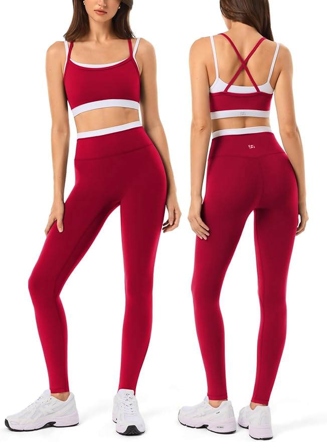 Leggings sin costuras de cintura alta y sujetador deportivo de doble capa