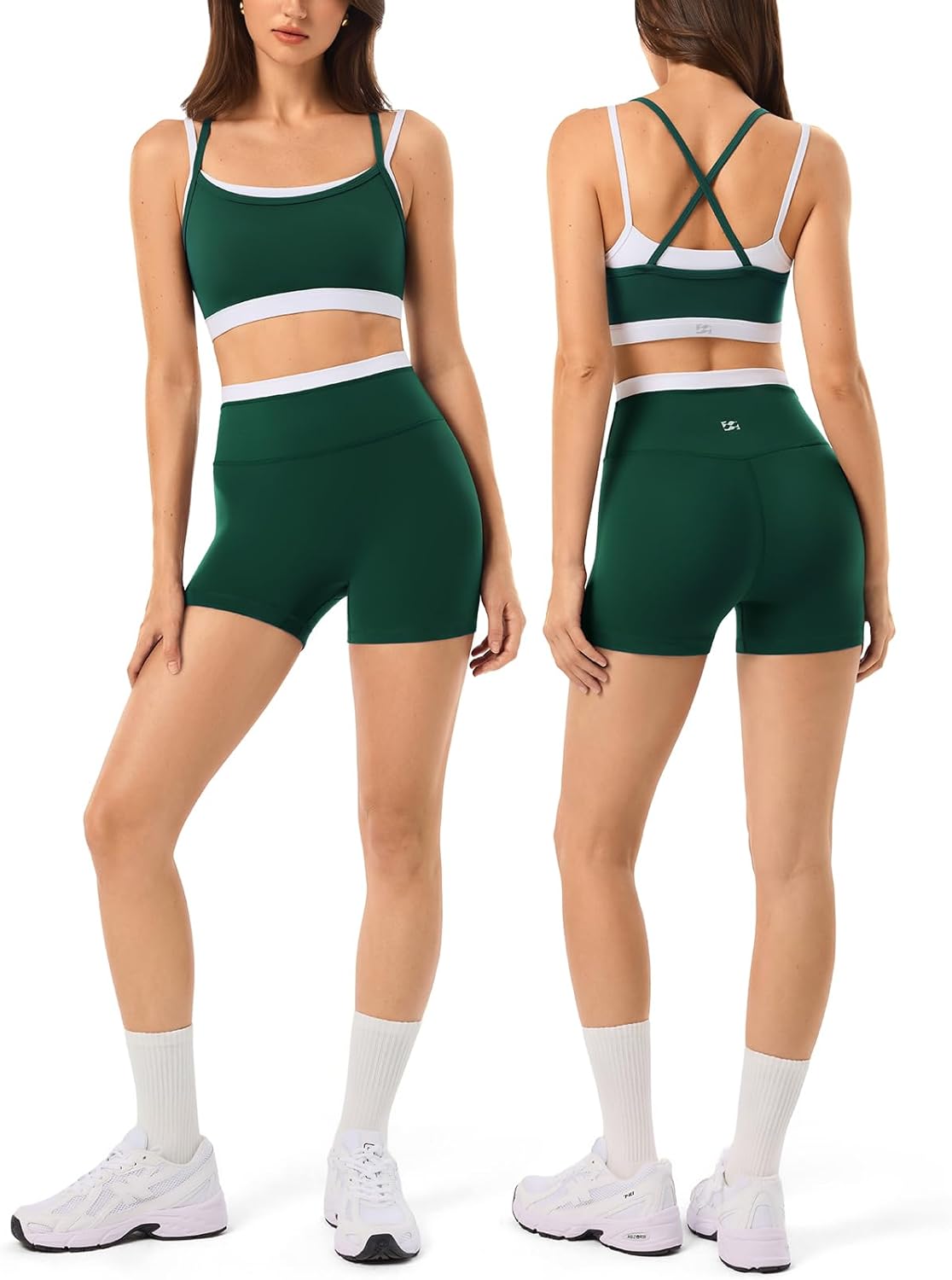 Leggings sin costuras de cintura alta y sujetador deportivo de doble capa