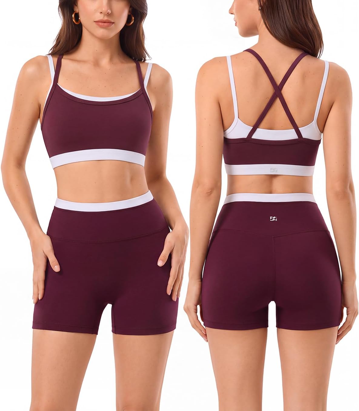Leggings sin costuras de cintura alta y sujetador deportivo de doble capa