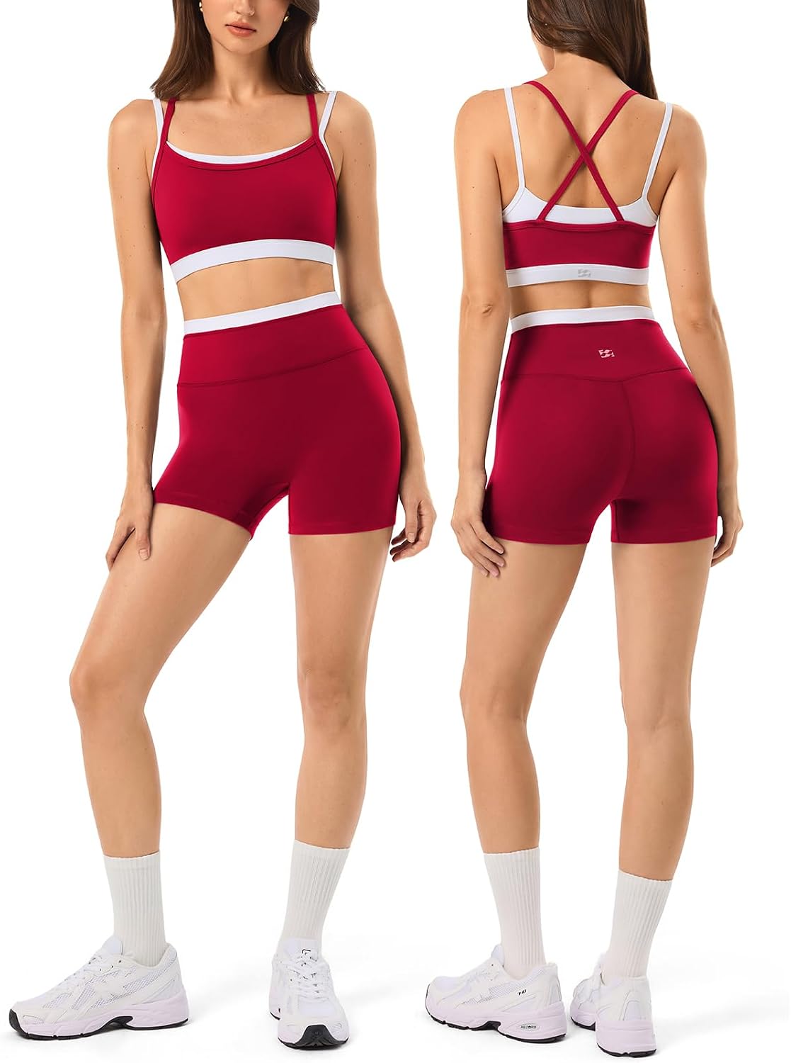 Leggings sin costuras de cintura alta y sujetador deportivo de doble capa
