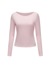 Boat Neck Long Sleeve Top - HeyShape